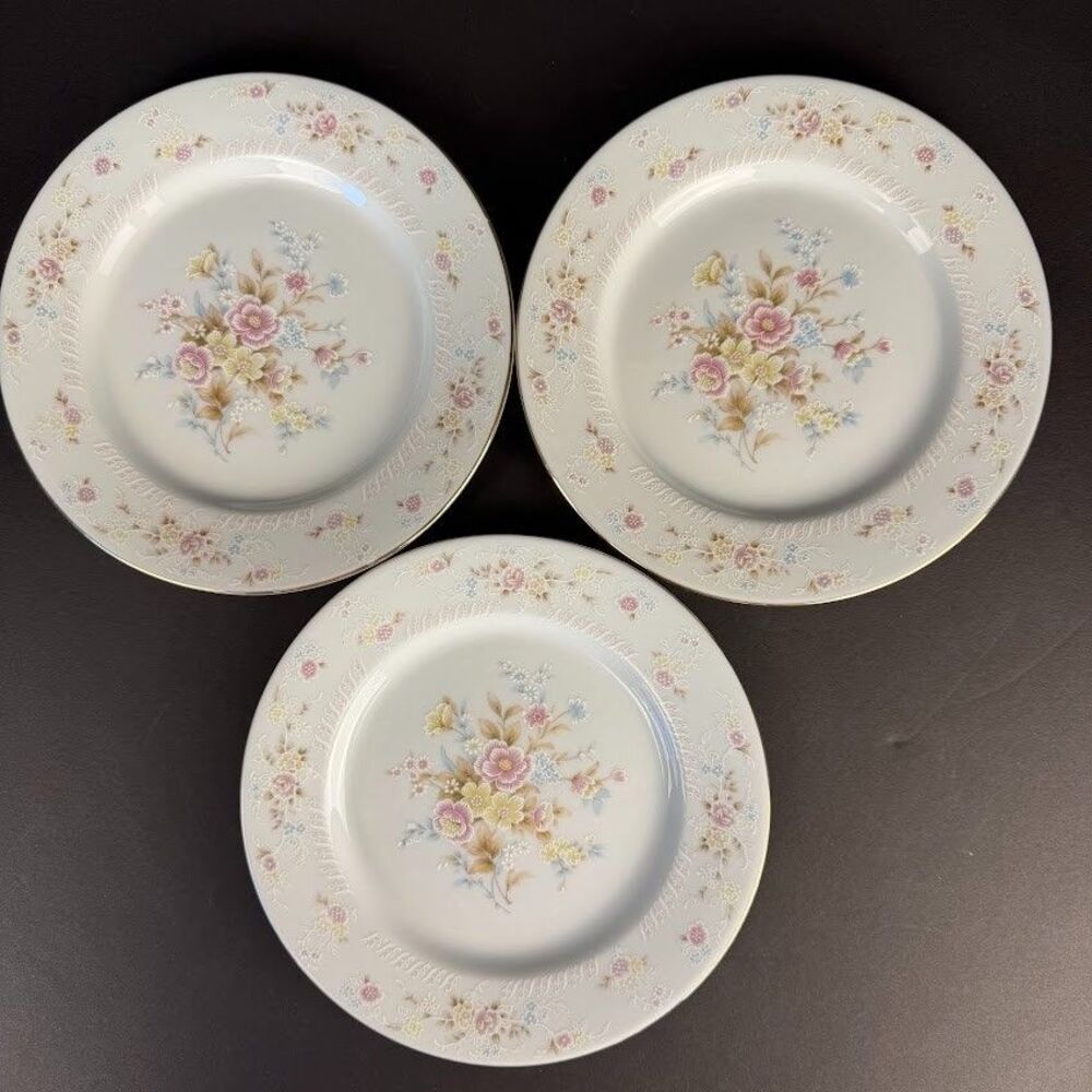 Vintage Crescent China Jie Pai CCN6 Salad Plate, Floral, Set of 3